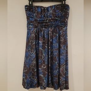 Wet Seal Animal Foil Print Strapless Balloon Hem Mini Dress Sz M NWT